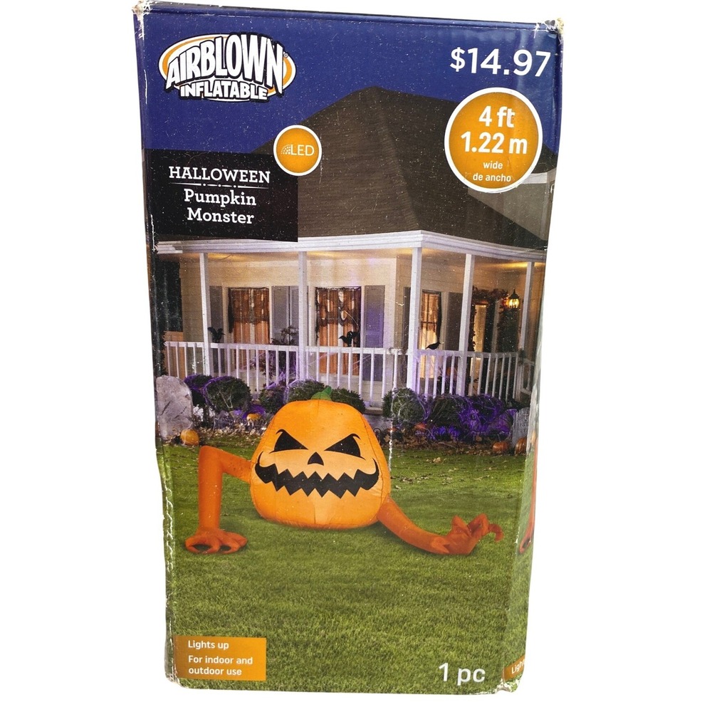 Airblown Inflatable Halloween Pumpkin Monster‎ LED 4 ft Wide Indoor Outdoor Use
